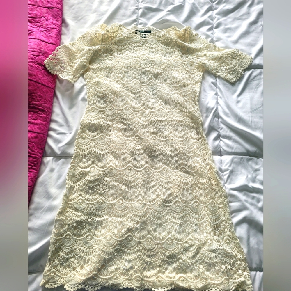 Lacey White/ivory Dress with Sleeves